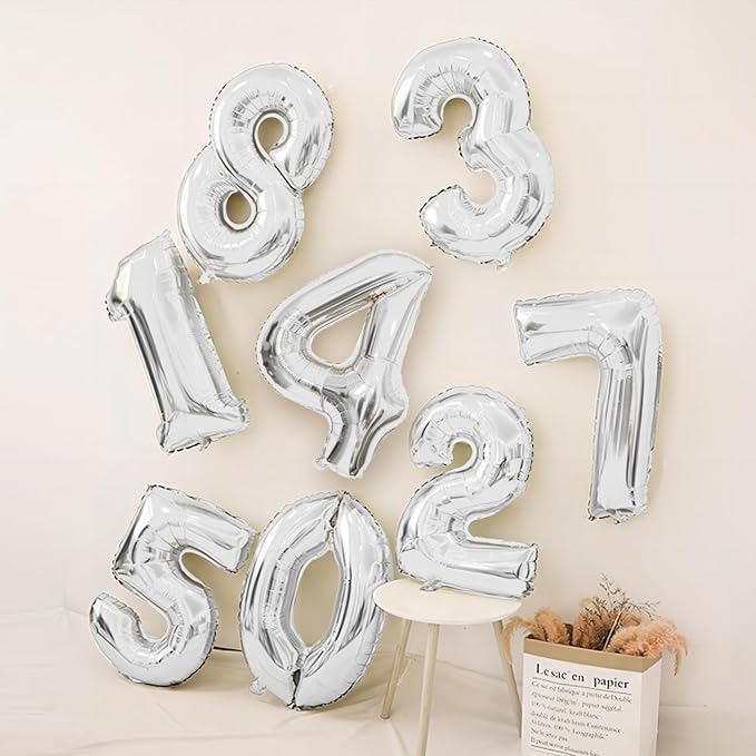 40 Inch Silver Number Balloons, Helium Mylar Foil Number Balloons for Birthdays, Number 7 Balloon for Party Wedding Bachelorette Birthday Bridal Shower Graduation Anniversary Celebration Party