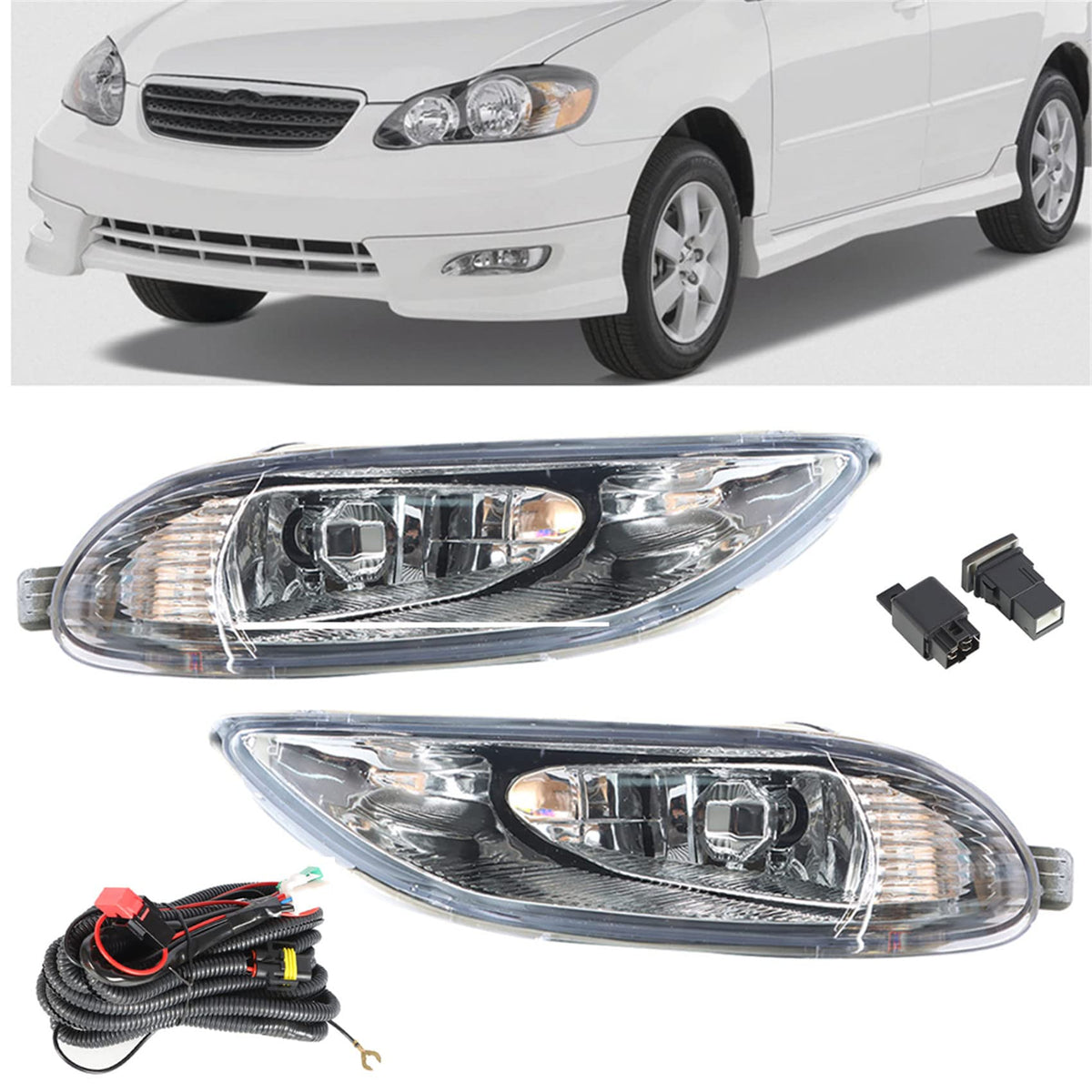 labwork Fog Lights Assembly Replacement for Corolla 2005-2008 Driving Fog Lamps with Bulbs Switch Kit Driver and Passenger Side
