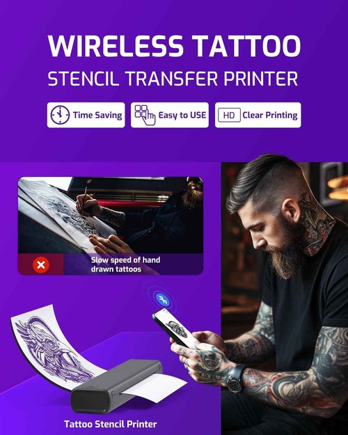 Phomemo Wireless Tattoo Stenicl Printer, Stencil Printer for Tattooing,Bluetooth Tattoo Printers for Tattoo Artists & Beginners with 1 Carry Case