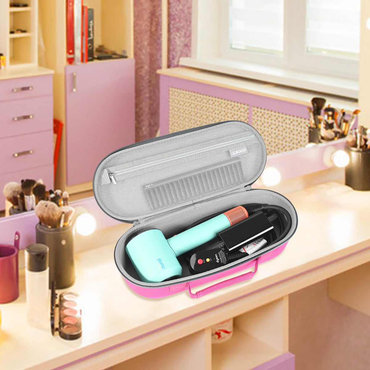 RLSOCO Travel Case for Dyson Supersonic/Supersonic Nural Hair Dryer & Dyson Airwrap/Airwrap i.d./Airwrap Co-anda2x Multi-Styler, Storage Hair Dryer/Airwrap Only for easy travelling - Black