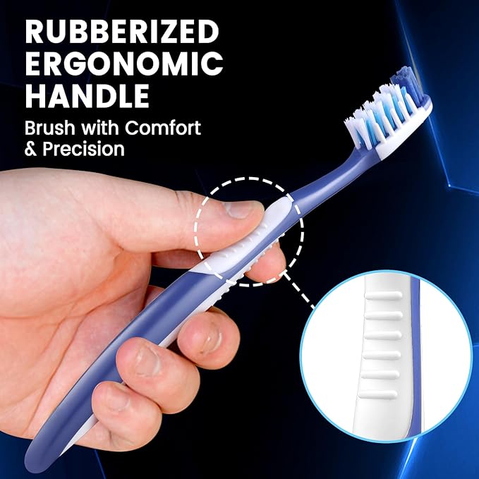 Soft Toothbrushes for Adults, Soft Rounded Bristles, Built in Gum Stimulators, 6 Count