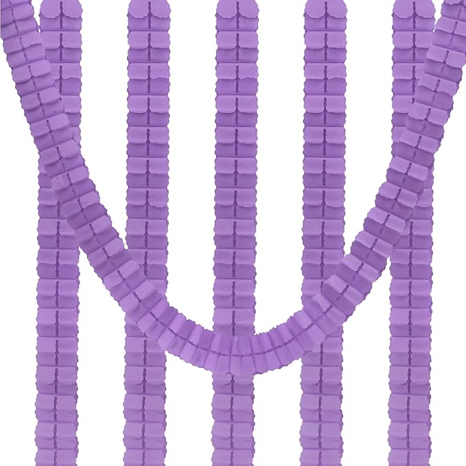 PATIKIL 9.8ft Four-Leaf Garland, 6 Pack Tissue Paper Hanging Flower Garland Reusable Streamers for Party Wedding Backdrop Decorations, Light Purple