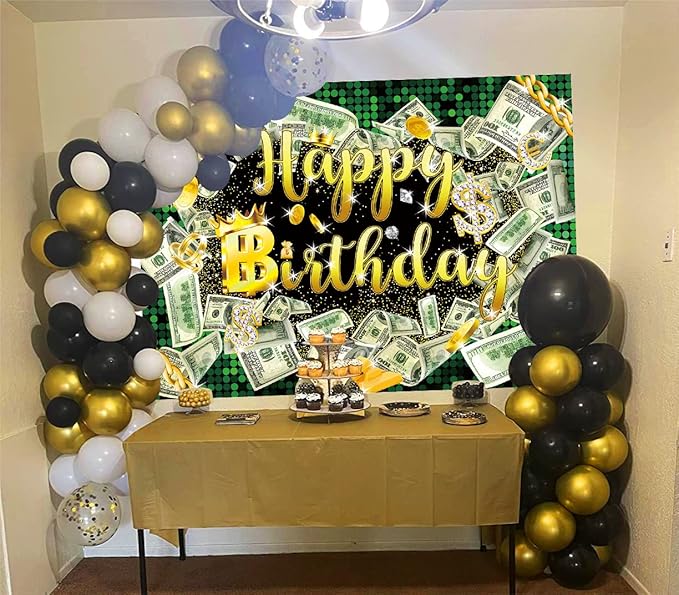 7x5ft Money Birthday Backdrop Money Party Background Dollar Bill Backdrop Hip Hop Background Boy Girl Men Cash Bash Birthday Party Props Photo Booth Decor