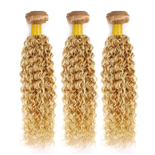 Blonde Bundles Human Hair P27/613 Kinky Curly Bundle 22 24 26 Inch 8A Peruvian Virgin Hair 3 Bundles Two Tone 613 Mixed With Color 27 Bundle Hair Weave
