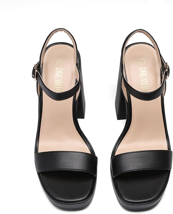 DREAM PAIRS Heels for Women Block Chunky Platform High Heels Open Toe Fashion Wedding Party Evening Prom Dance Ankle Strap Dress Pump Sandals Shoes
