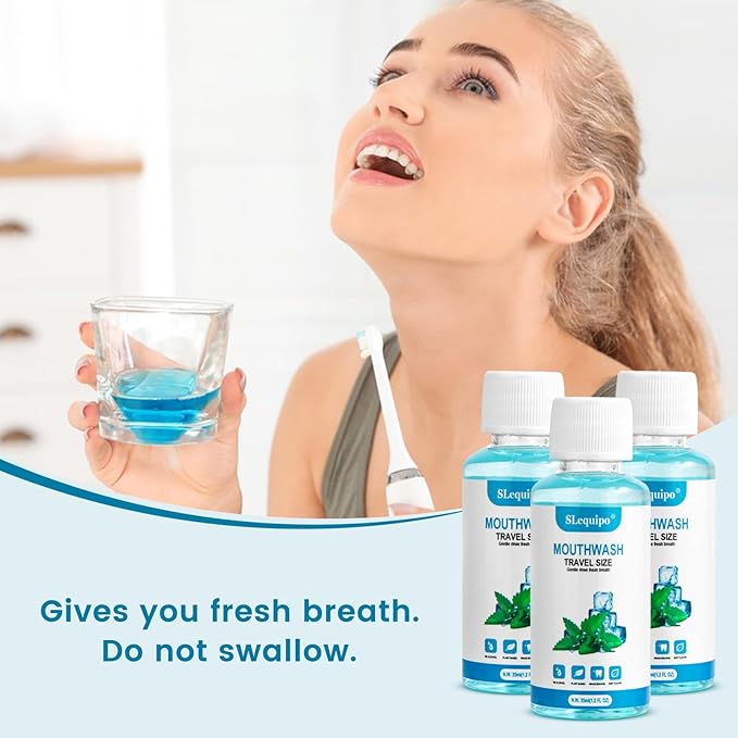 25 Travel Size Mouthwash Bulk Mini Mouthwash, Fresh Mint Portable Mouthwash Individual 1.2oz/35ml Mouthwash Bottles for Travel Toiletry Kits, Blue