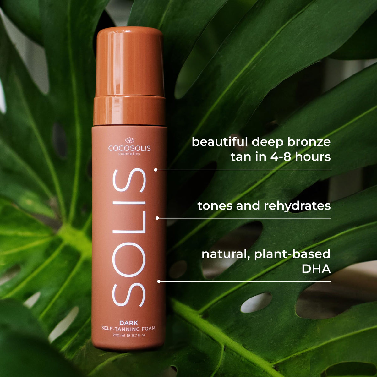 COCOSOLIS - SOLIS | Dark Self Tanner | Self Tan For Face & Body | Tanning Mousse For a Rich, Natural and long-lasting tan | Organic Self Tanner - Plant-Based DHA (200 ml)