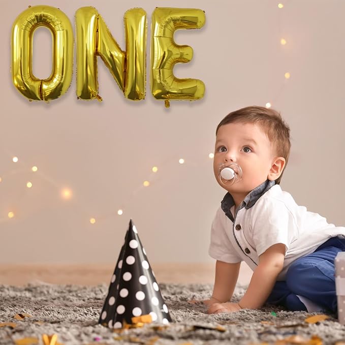 Gold One Balloons for 1st Birthday Party- 40 Inch Gold 1 Balloon for First Birthday Decorations, Number One Balloon, Mylar Foil One Birthday Balloons for Anniversary Decorations,Baby Shower