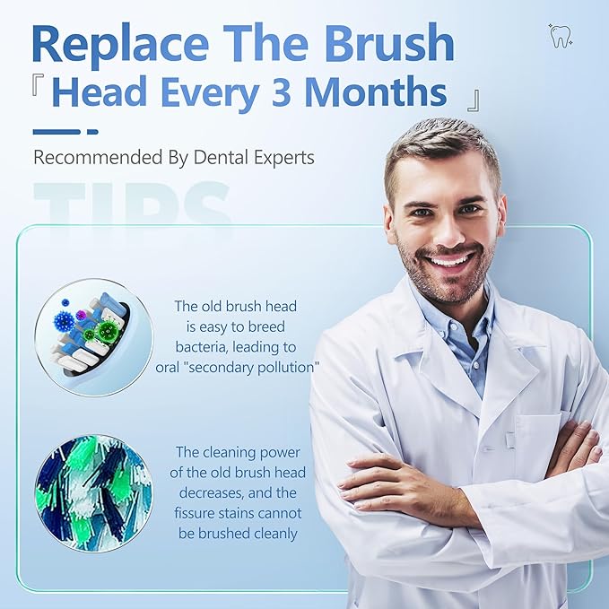 Replacement Brush Heads Compatible with Philips Sonicare Electric Toothbrush, 2-in-1 Tongue Cleaner, 10 Pack, Ice Blue, Suitable for Philips Sonicare Heads, C2, C1, C3, W1, W2, W3, G1, G2, G3