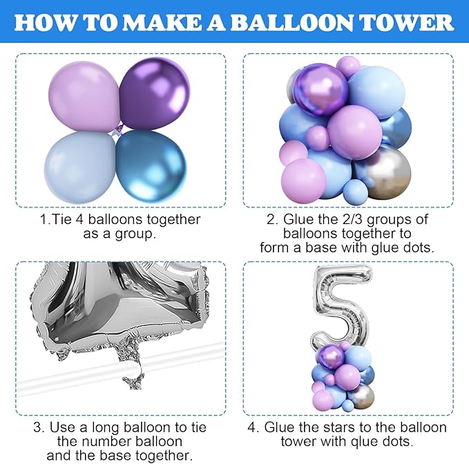 Snow 5th Birthday Decorations Girl, Snowflake Balloon Garland Arch Kit, Laser Explosion Star Balloons, Silver Number 5 Balloon Tower for Baby Shower Girls 5th Snow Theme Party Supplies