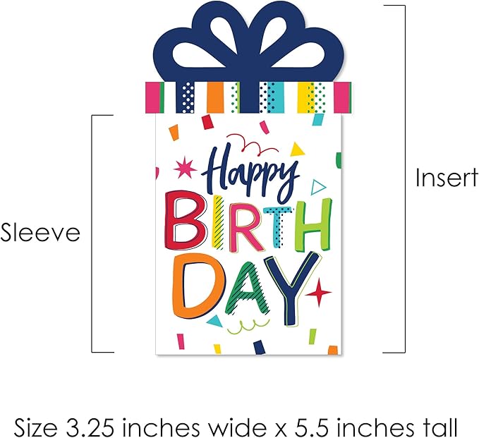 Big Dot of Happiness Cheerful Birthday Gift Card Holders - Colorful Celebration Money and Gift Card Sleeves, Premium Presentation Set with Envelopes, 8 Pack