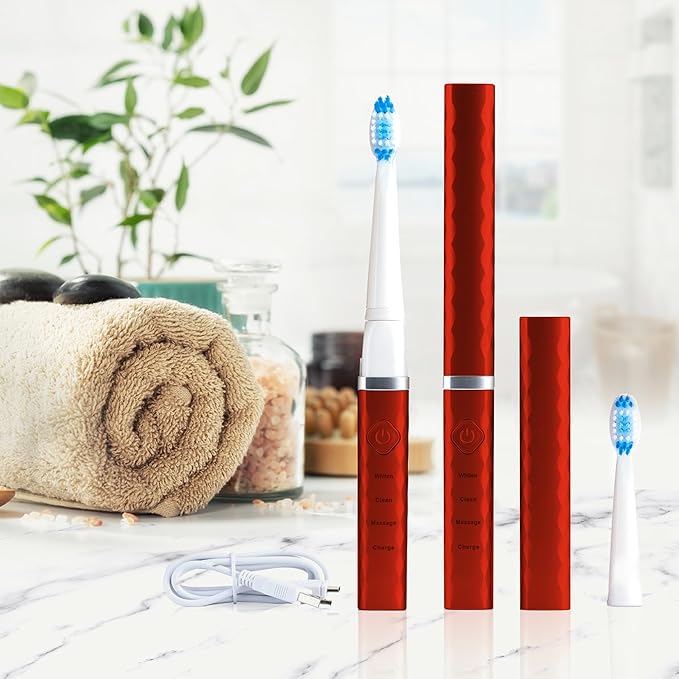 Pop Sonic USB Sonic Toothbrush Charge Anywhere (Red Metallic)