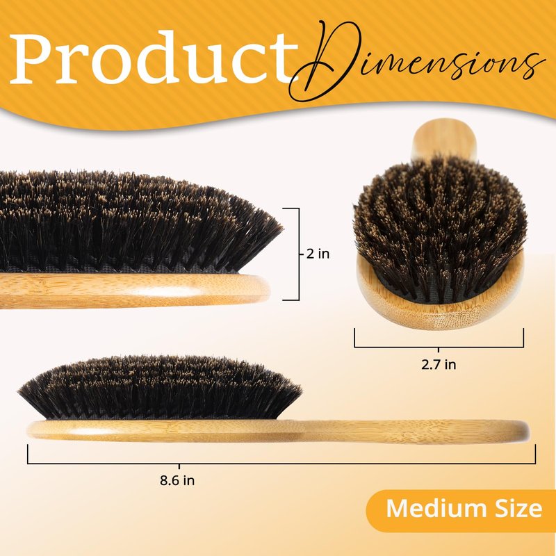 Belula 100% Boar Bristle Hair Brush Set (Medium). Soft Natural Bristles for Thin and Fine Hair. Restore Shine And Texture. Wooden Comb, Travel Bag and Spa Headband Included!