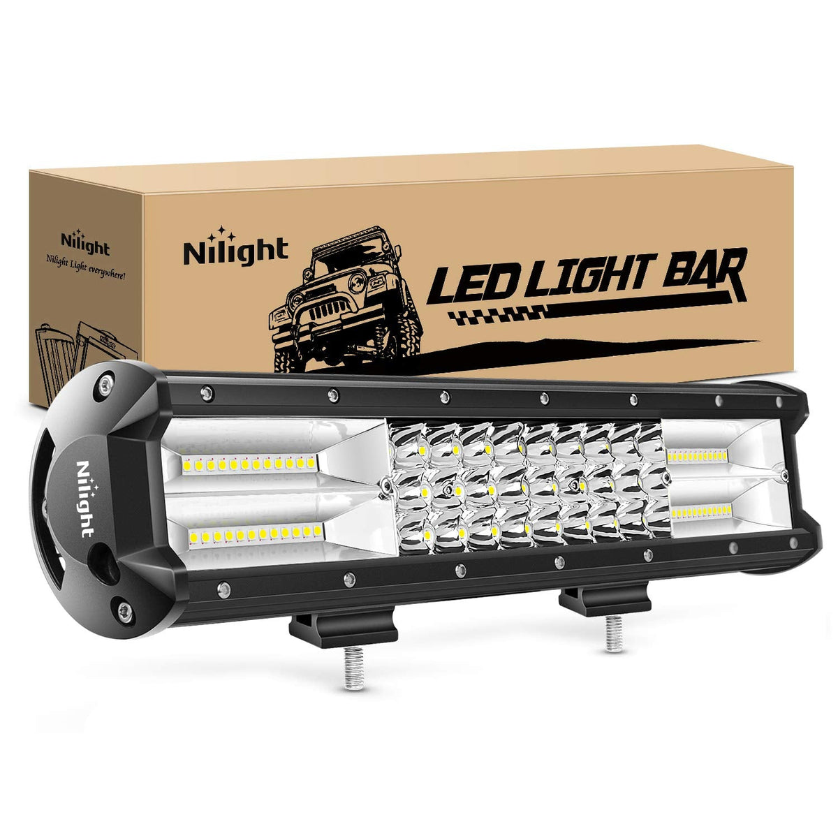 Nilight - 18003C-A 15Inch Triple Row Lights 216W 21600LM Flood Spot Combo Beam LED Light Bar Driving Boat Super Bright Led Off R