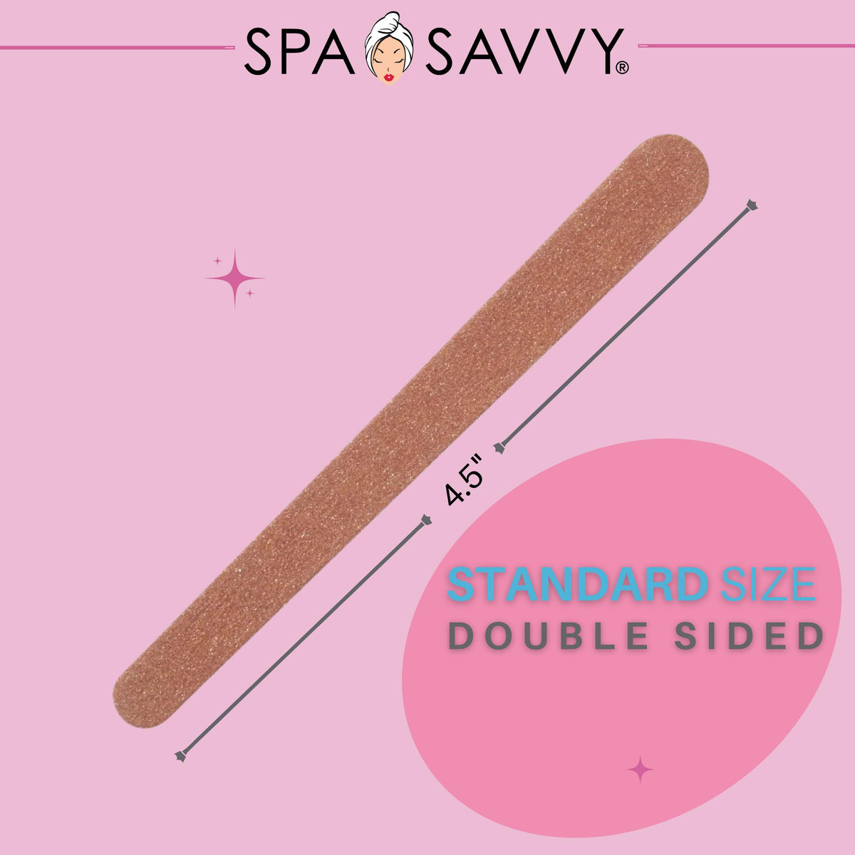 Spa Savvy Nail File Set, 50 Count, Double Sided 4.5 Inch Emery Boards for Regular, Gel, and Acrylic Nails, Pedicure and Manicure Tools