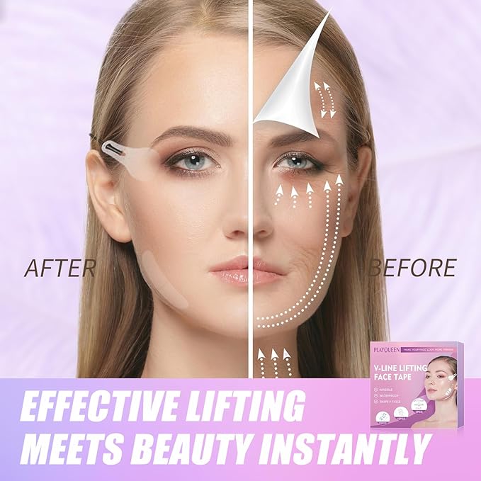 Face Tape,Face Lift Tape,Face Lift Tape Invisible,Neck Tape lifting Invisible,V-Shaped Instant Face Tapes for Lifting Sagging Skin Eyes Double Chin Wrinkles Waterproof Mix Box (160PCS, Cherry)