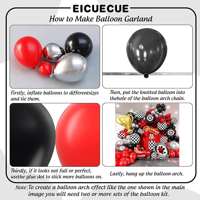 Race Car Balloons Arch Kit -Trophy, Flags, Cars, Tire, Checkered, Wheels and Red Black Silver Balloon Garland Kit for Racing Car Theme Two Fast 2nd Boy Birthday Anniversary Party Decorations