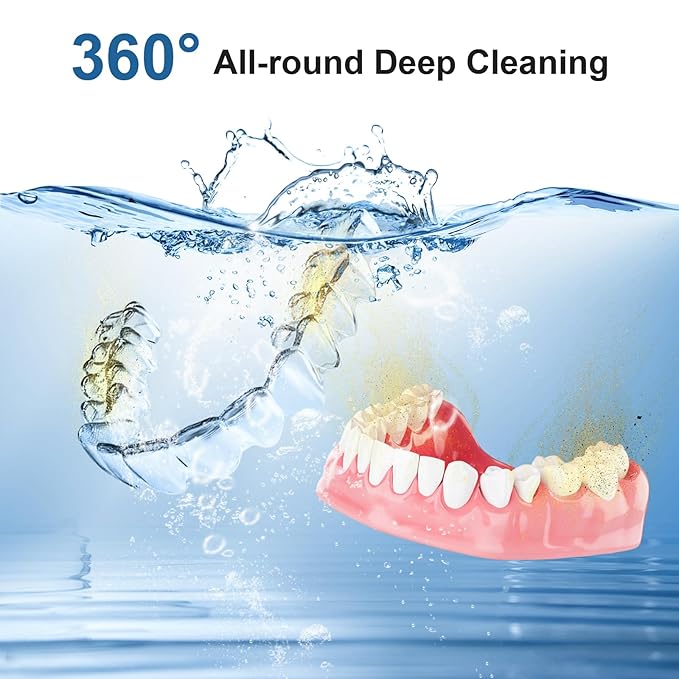 Ultrasonic Retainer Cleaner,50kHz Ultrasonic Denture Cleaner Machine for Aligner, Night guard, Braces, Jewelry and More 300ML Pod(White)