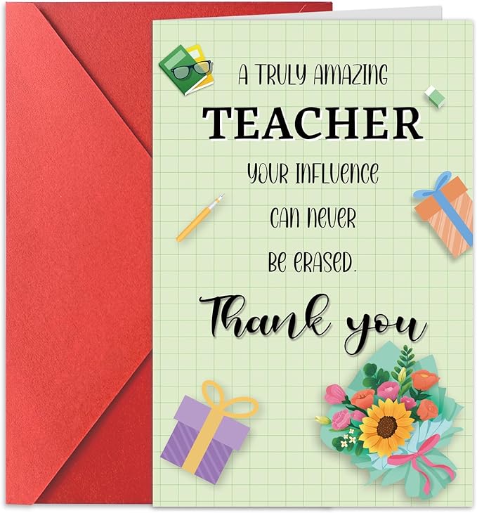 Thank You Card for Teacher Appreciation End of Term Back to School Gifts from Students