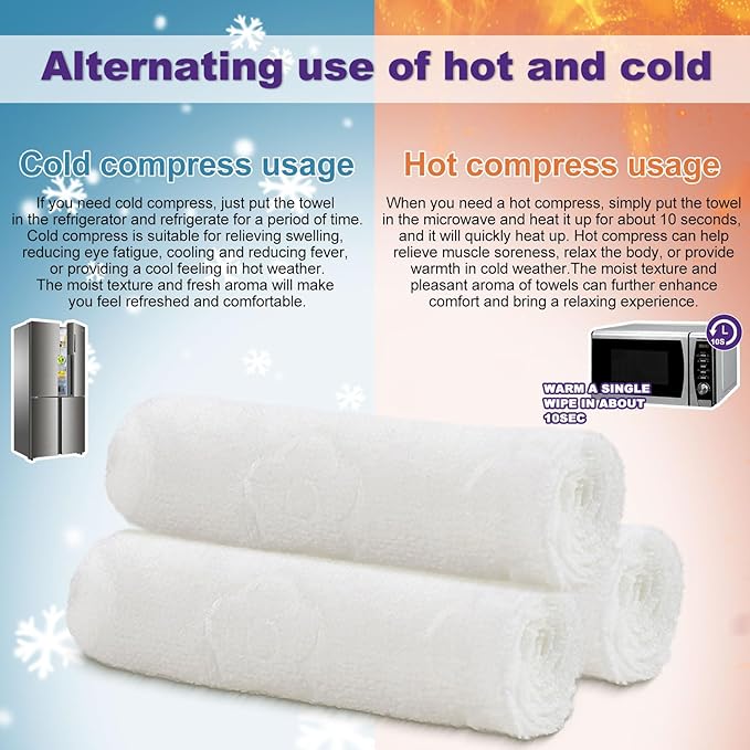Moist Cotton Towel Bulk Moist Towelettes Individually Wrapped,White Towel Services,Refreshment Pre Moistened Towels for Dentist Travel Sport Party Hotel 100,Lavender