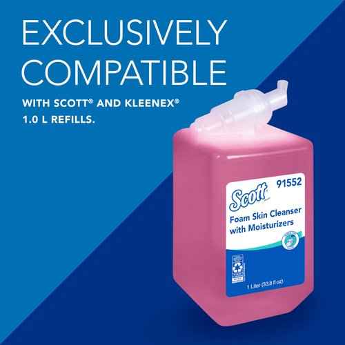 Bundle of Scott® Foam Hand Soap with Moisturizers, 1.0 L Pink, Floral Scent Refills + Scott Essential Manual Skin Care Dispenser, Black) Starter Kit