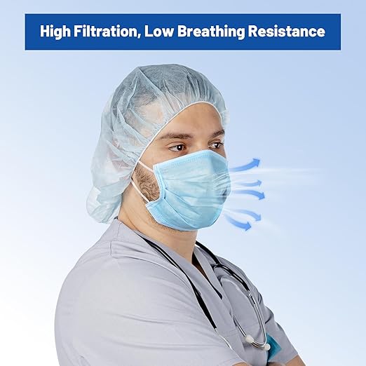 JMU 2000 Pcs Disposable Medical Face Mask for Adults, 4-Ply ASTM Level 3 ProcedureMasks, 40Box, Blue