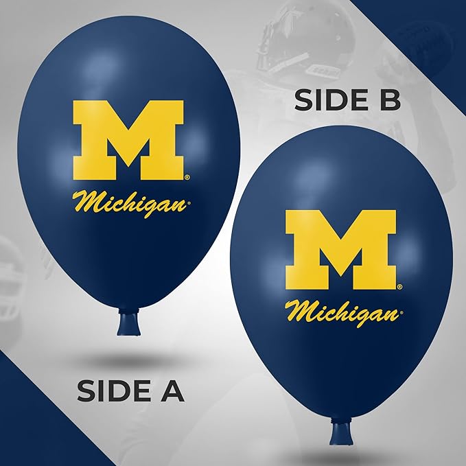 Michigan Wolverines Balloons 10 Pack 11" Official Licensed Logos, Helium Quality Latex Balloons, Perfect for College Football Team Celebration, Decorated Front and Back by Westrick