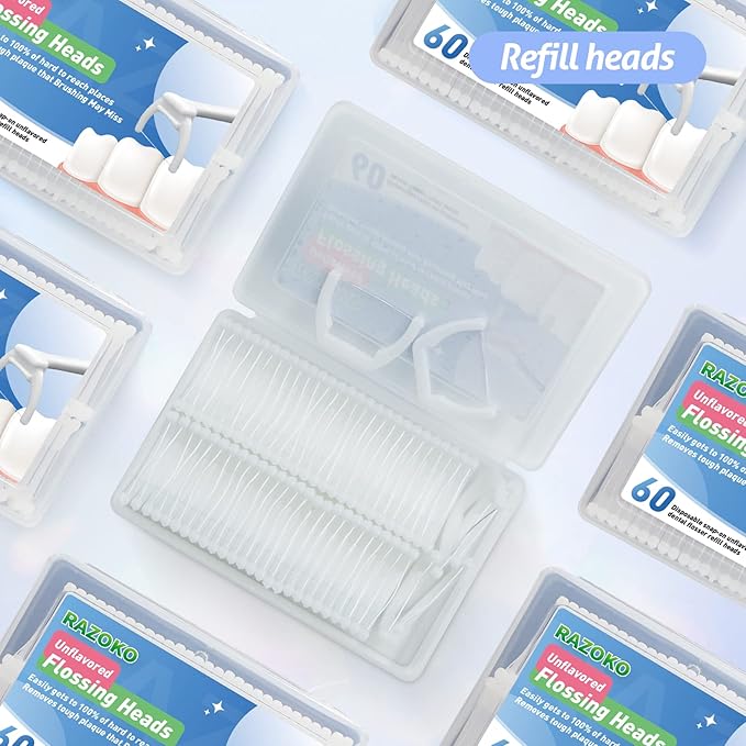 RAZOKO Ultimate Flosser Kit with 1 Handle and 120 Extra Strength Refills