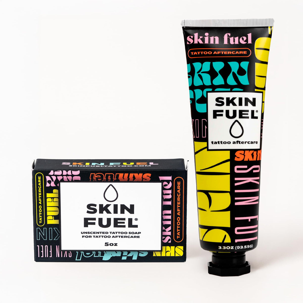 Skin Fuel Tattoo Aftercare Kit – Cream & Unscented Soap for Tattoos with Jojoba Seed Oil, Shea Butter & Aloe – Plant-Powered Healing Ointment & Tattoo Wash for Fresh & Long-Term Ink Care (2-Piece Set)