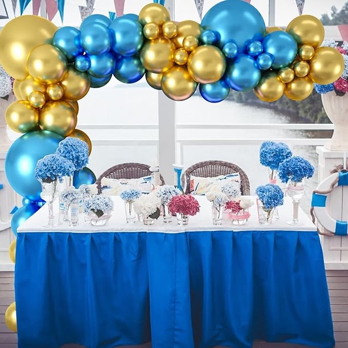 Metallic Blue and Gold Balloon Arch Kit, 100 Pcs Gold and Blue Balloon Garland Kit, Metallic Balloons Different Sizes 18/12/10/5 inch for Graduation Birthday Party Decorations