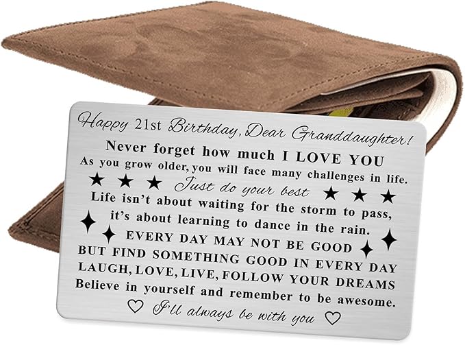 Granddaughter 21st Birthday Cards, 21 Year Old Birthday Gifts for Her, Happy Age 21 Bday Decorations