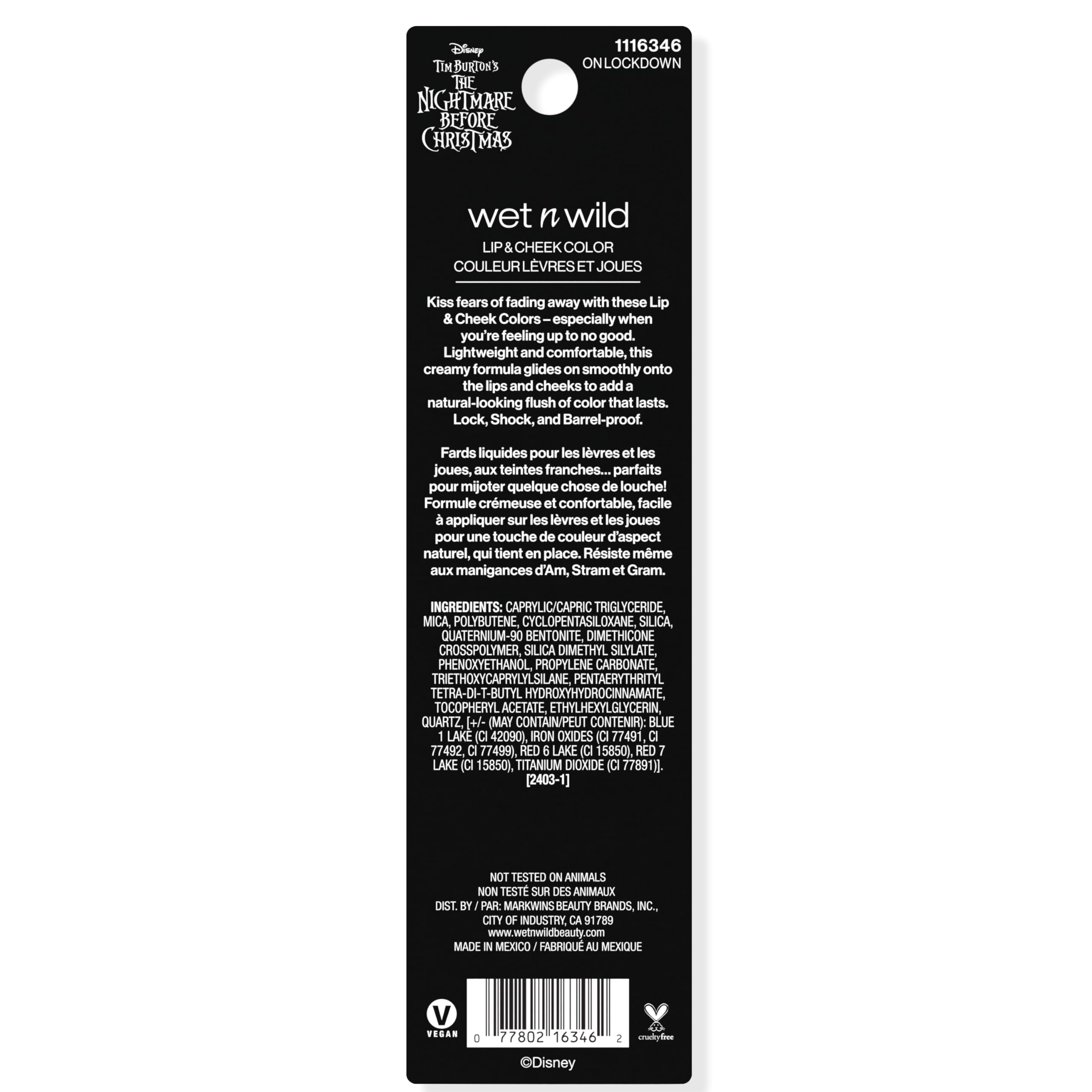 wet n wild Nightmare Before Christmas Lip & Cheek Color-On Lockdown (Pack of 2)