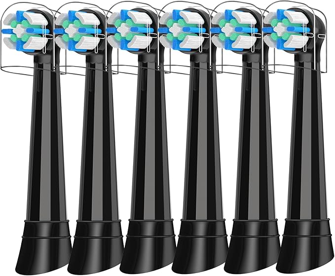 IO Brush Heads Compatible with Oral B IO 2/3/4/5/6/7/8/9/10/Deep Clean Electric Toothbrushes, Replacement Heads Compatible with Oral B IO with Medium Bristles (6 Black)