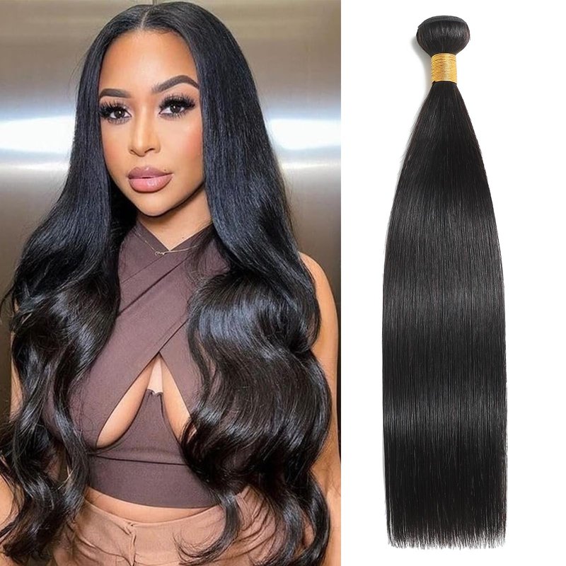 Kaidene 22 Inch Straight Human Hair 1 Bundle 12A Brazilian Virgin Raw Hair Bundles Quality Double Weft Soft Glossy Remy Hair Bundles for Black Women