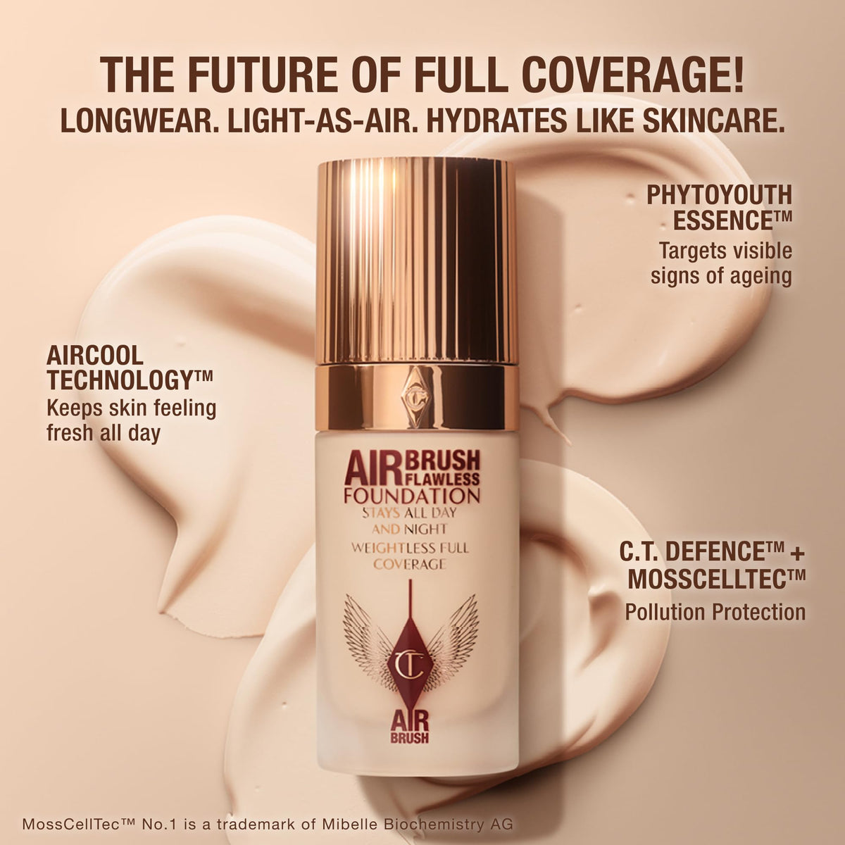 Charlotte Tilbury Airbrush Flawless Matte Foundation - Full Coverage Liquid Makeup with a Natural-Matte Finish - Smoothes & Blurs Pores - Waterproof & Transfer Resistant - 1 Neutral