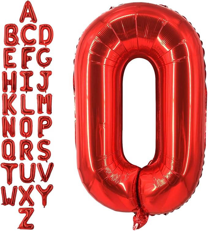 40 Inch Red Letter O Balloons, DIY Phrase Foil Alphabet Letter O Balloons DIY Word O Banner for Birthday Anniversary Celebration Graduation Party Supplies Decoration