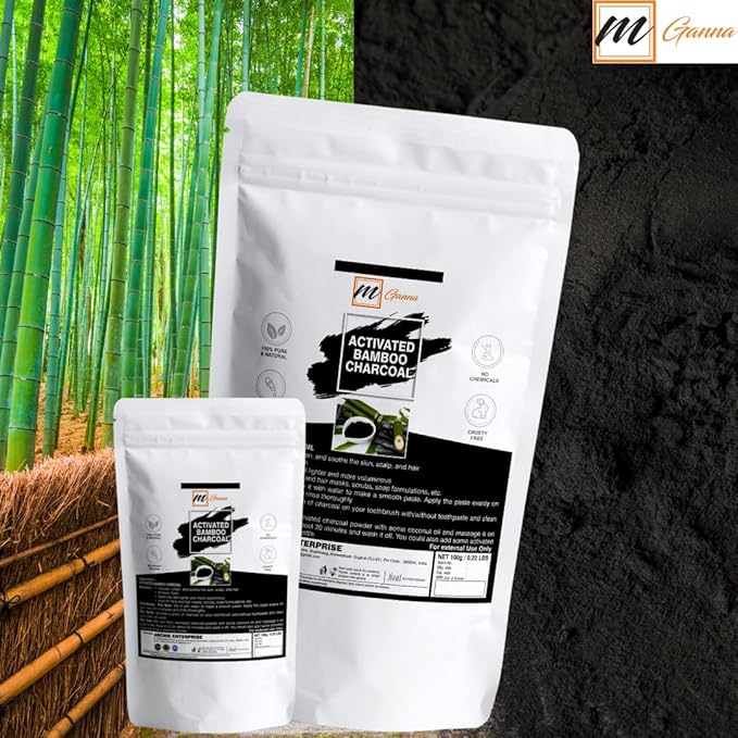 Activated Bamboo Charcoal 100g / 0.22lbs for Teeth Cleaning, Face Masks, Scrubs and Soap Making