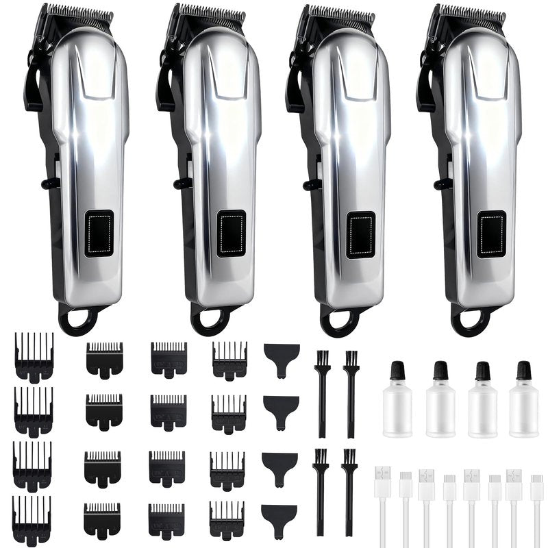 4 Pack Hair Clippers for Men Cordless Clippers for Hair Cutting Rechargeable Beard Hair Trimmer LED Display
