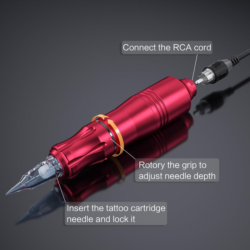 Wireless Tattoo Kit for Beginners - Rotary Tattoo Pen Machine with 1500mAh Battery (4-6H Use), Needle Disposal Container & Complete Pre/Post Care Supplies, Red | Home Practice Tattoo Kit for Starters