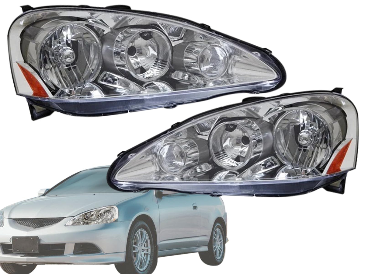 KAP Replacement for Chrome Head Light 2005 2006 RSX 33101S6MA51 33151S6MA51 AC2519108 AC2518108 AC2505106 PAIR