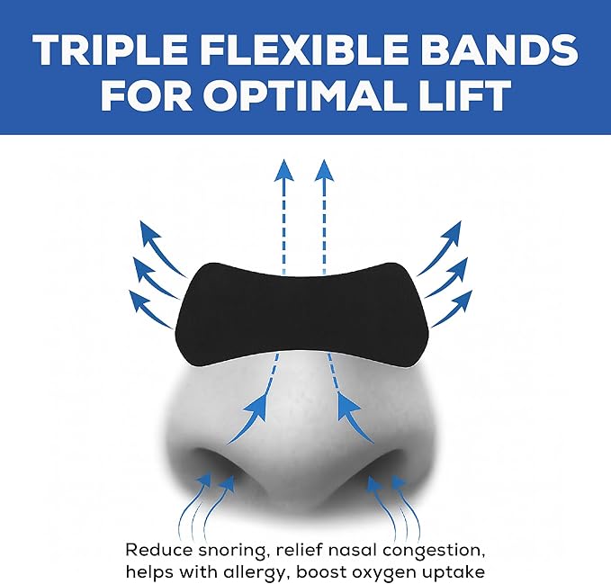 60 Pcs Nose Strips for Breathing | Nasal Strips for Snoring & Sleeping | Drug-Free Solution to Improve Sleep and Workout Performance | Oil & Sweat-Proof Extra Strength Adhesive | Anti Snoring