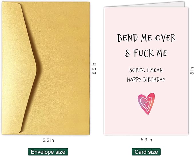 Chenive Dirty Birthday Card for Husband Boyfriend, Rude Husband Birthday Card from Wife, Naughty Boyfriend Birthday Card from Girlfriend, Funny Sexy Bday Card for Him, Bend Me Over & Fuck Me