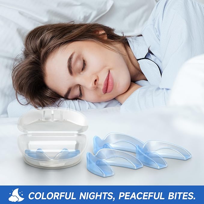 4 Pack Blue Mouth Guards for Women and Men, Large Size, Moldable Night Guards for Teeth Grinding and Clenching, Comfortable Bite Guards, Stylish Custom Dental Guards for Protection