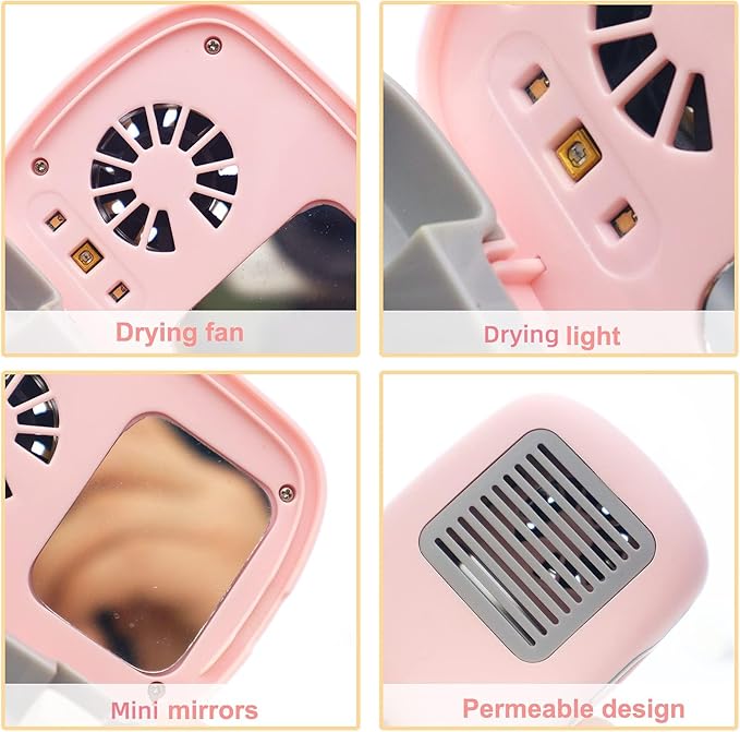 Mini Travel Toothbrush Cover with Air Drying Fan, Toothbrush Travel Case with Drying Lamp Rechargeable Portable Toothbrush Container Toothbrush Holder (Pink)