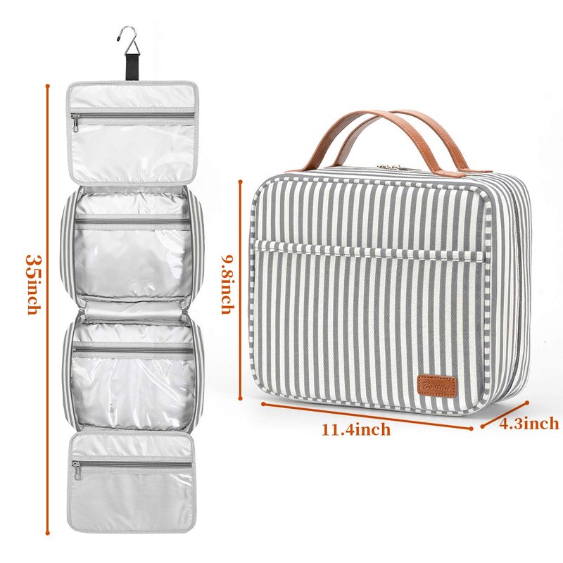 Bosidu Hanging Travel Toiletry Bag, Large Capacity Cosmetic Travel Toiletry Organizer for Women with 4 Compartments & 1 Sturdy Hook, Perfect for Daily Use/Valentines' Day