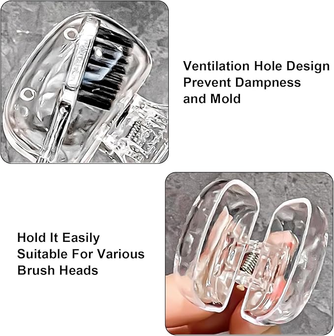 Upgrade 5 Pack Travel Toothbrush Head Covers Toothbrush Protector Cap Brush Pod Case Protective Portable Plastic Clip for Household Travel, Bathroom, School, Camping, Business (D)