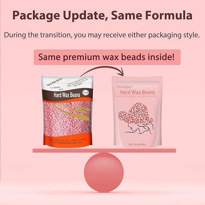Hard Wax for Hair Removal, Rose Pink Wax Beads for Sensitive Skin and Brazilian Waxing, 10.5 Ounce/bag with 10pcs Wax Sticks