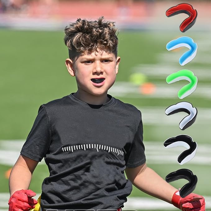 6 Pack Sports Mouthguard, Kids & Youth Mouth Guard with Case for Boxing, MMA, Hockey, Soccer, Basketball, Size M