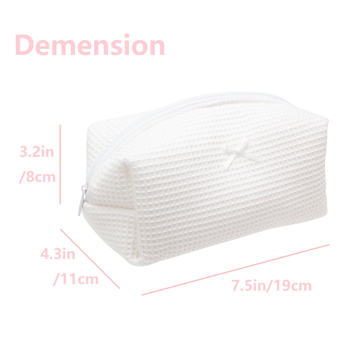 Cozy Makeup Bag for Women,Zipper Cosmetic Pouch,Waffle White,6 Pack