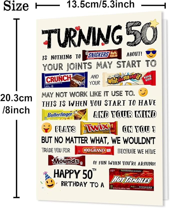 Funny 50th Birthday Card, Happy 50th Birthday Gifts for Women Men, Best 50 Year Old Birthday Cards Gifts for Him Her, Unique 50th Birthday Decorations Ideas for Couple Mom Dad Husband Wife